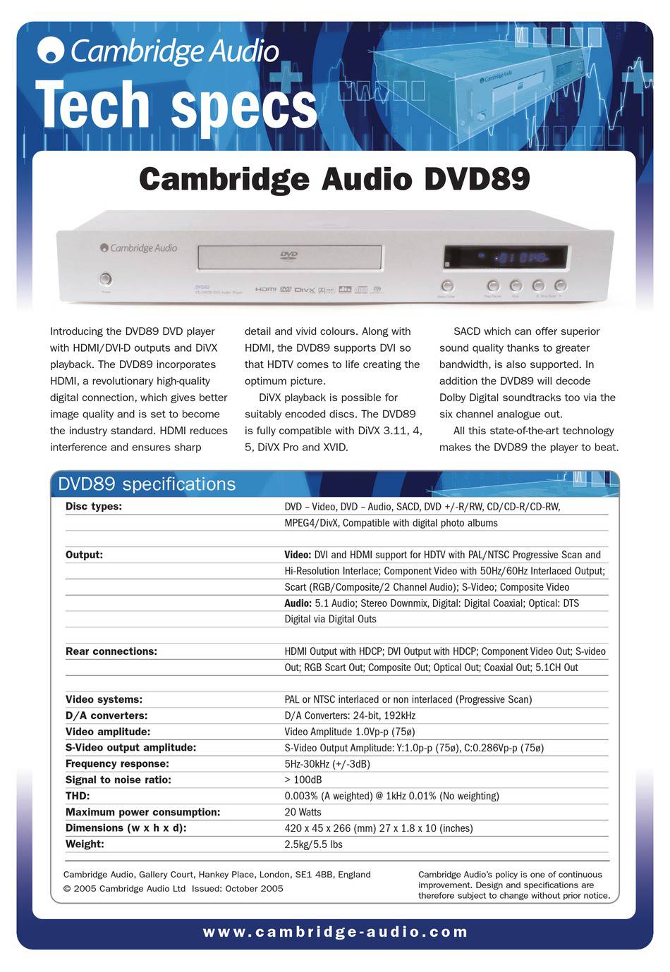 Cambridge Audio Azur DVD89