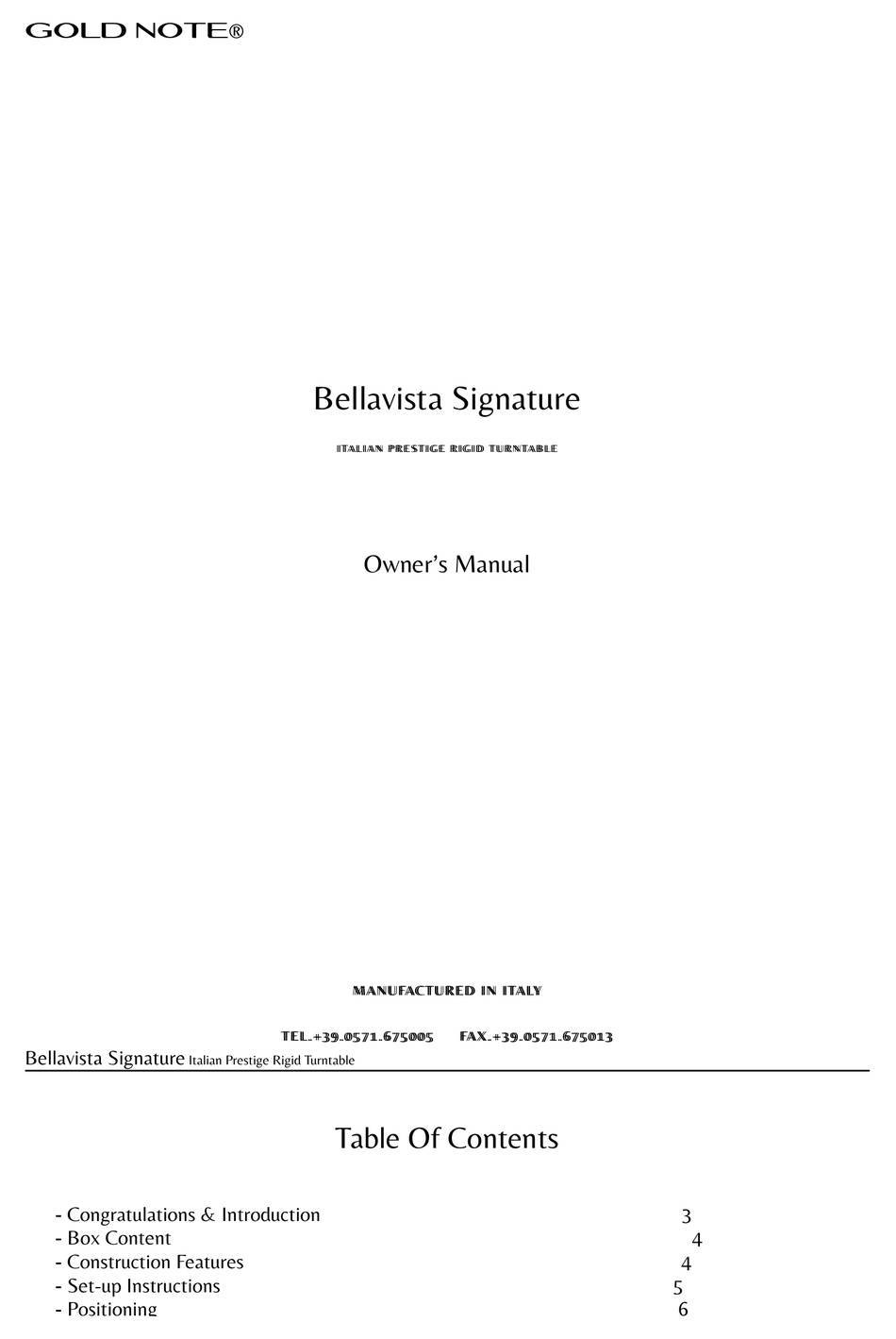 Gold Note Bellavista Signature