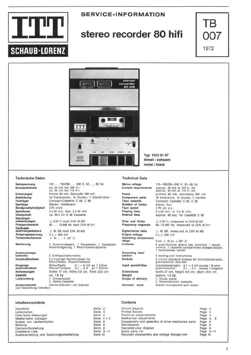 ITT Stereo Recorder 80