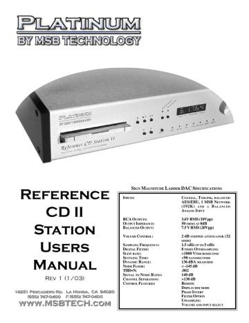 MSB Technology Platinum Reference CD Station II