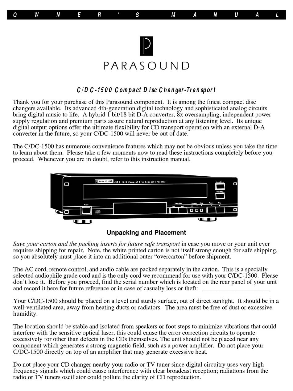 Parasound C/DC-1500