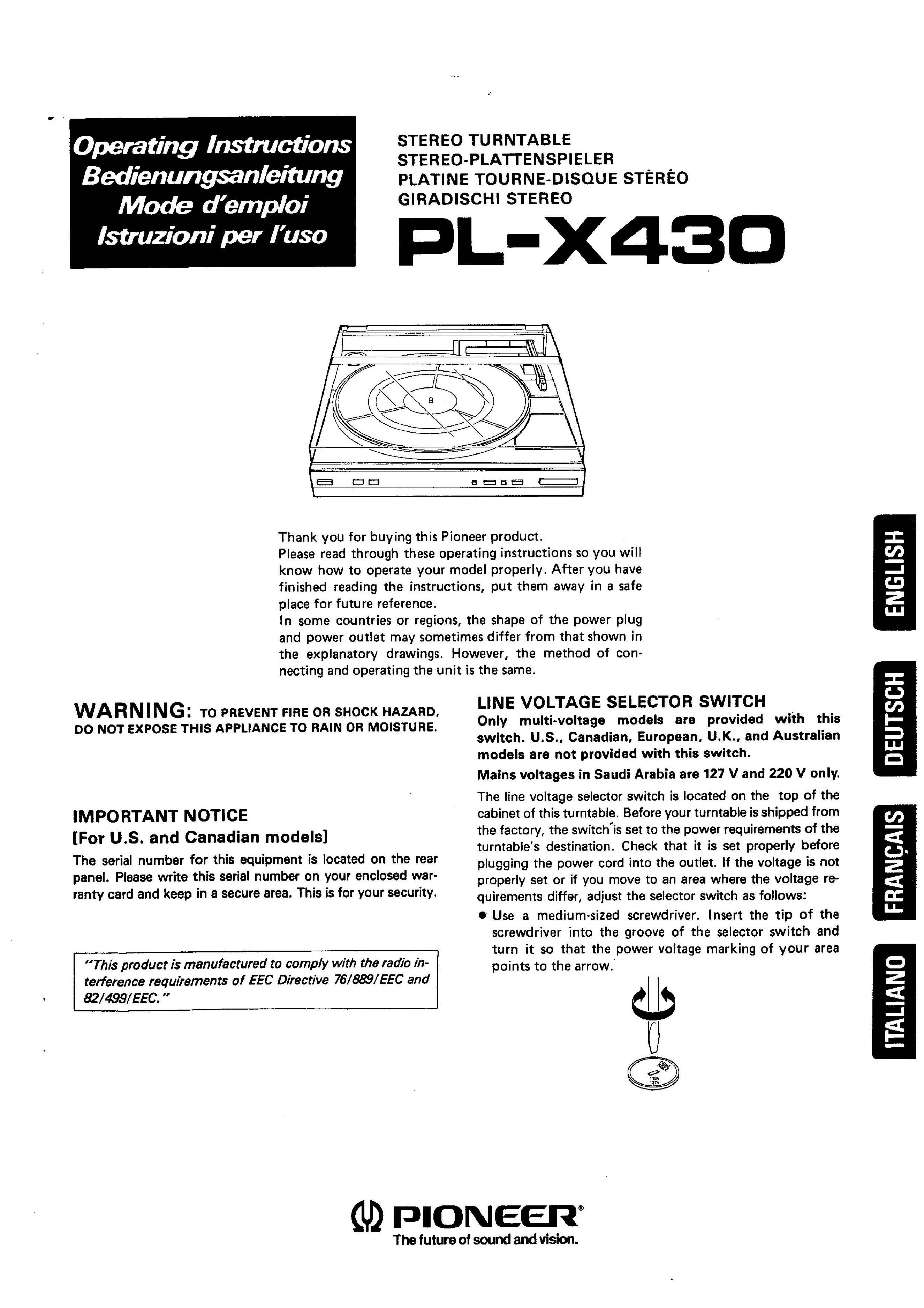 Pioneer PL-X430