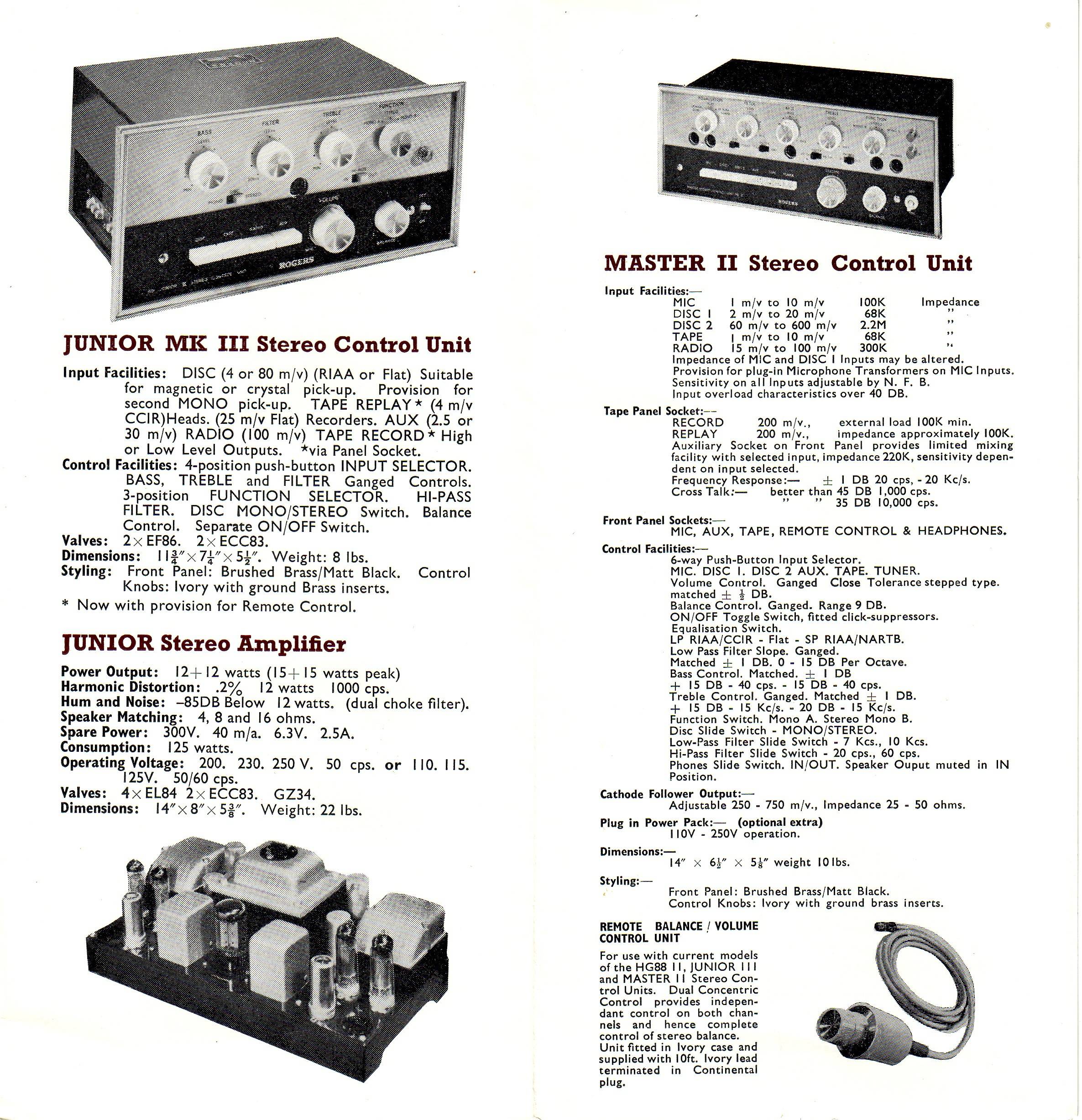 Rogers Master Stereo Control Unit