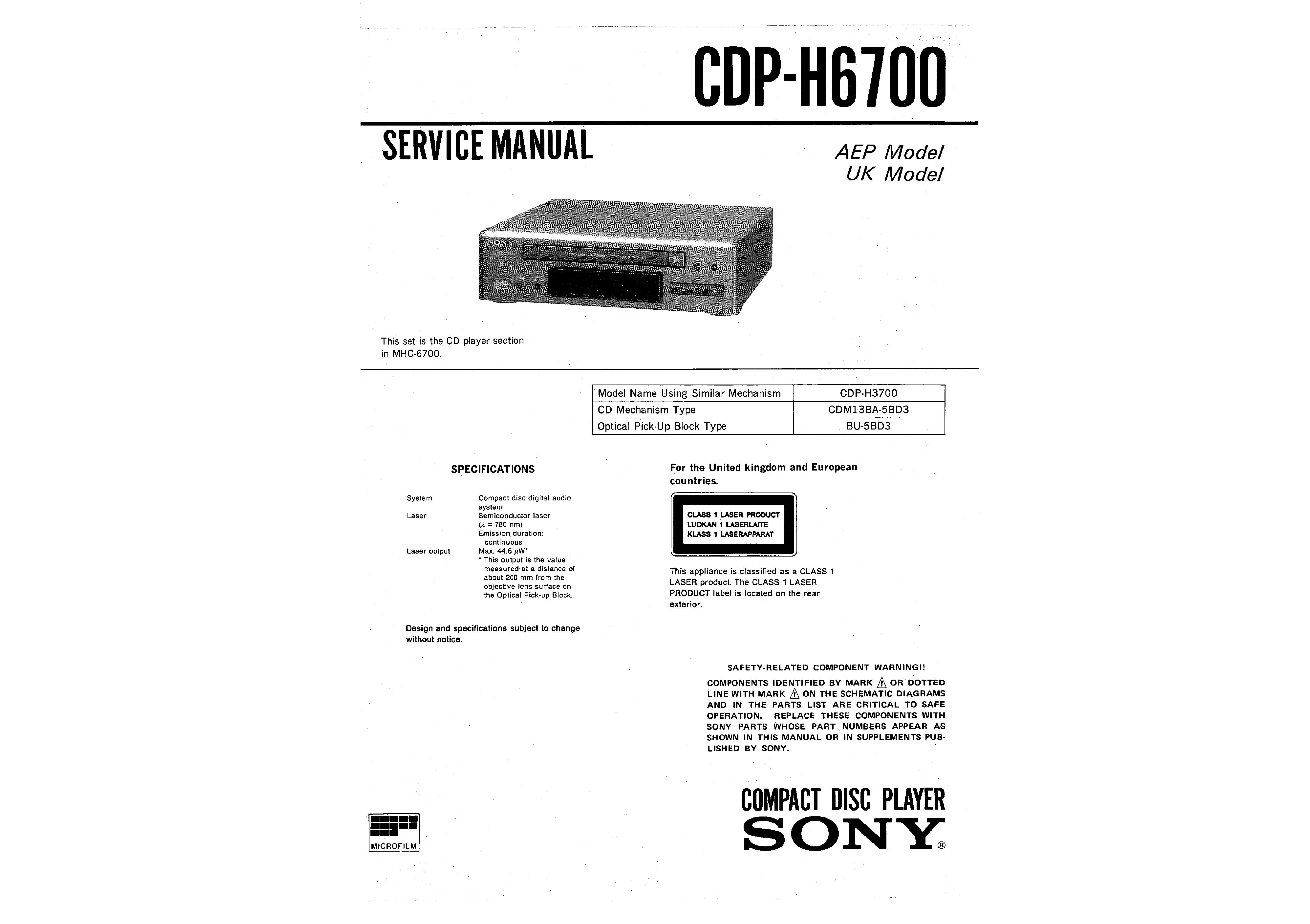 Sony CDP-H6700