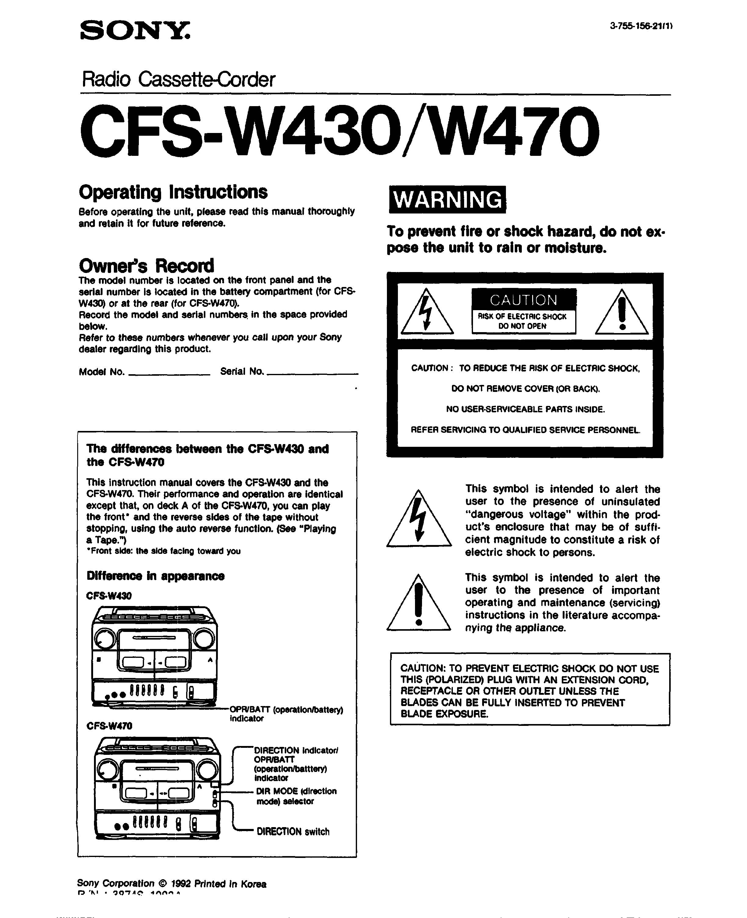 Sony CFS-W470