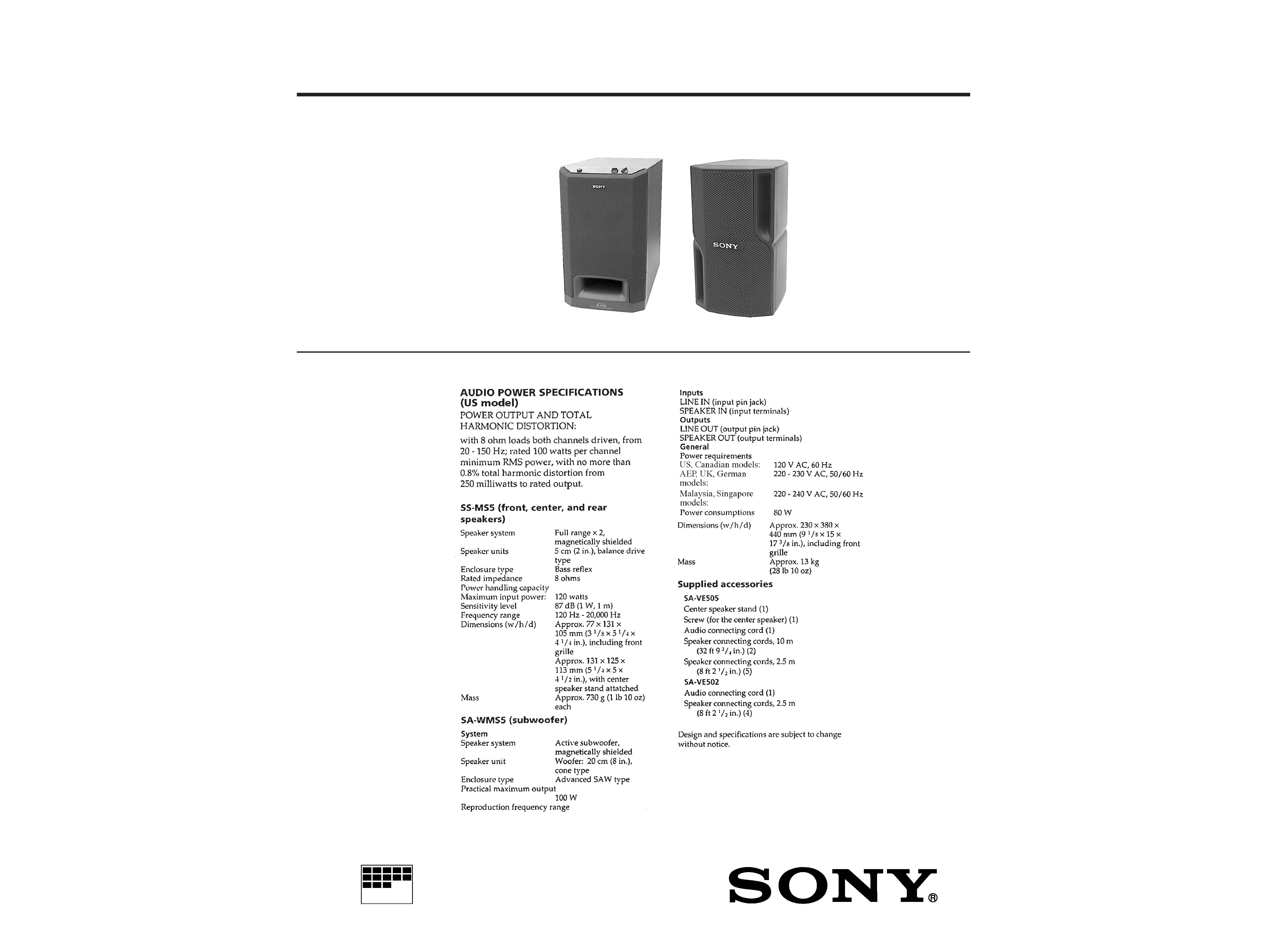 Sony SA-VE502 (SA-WMS5)