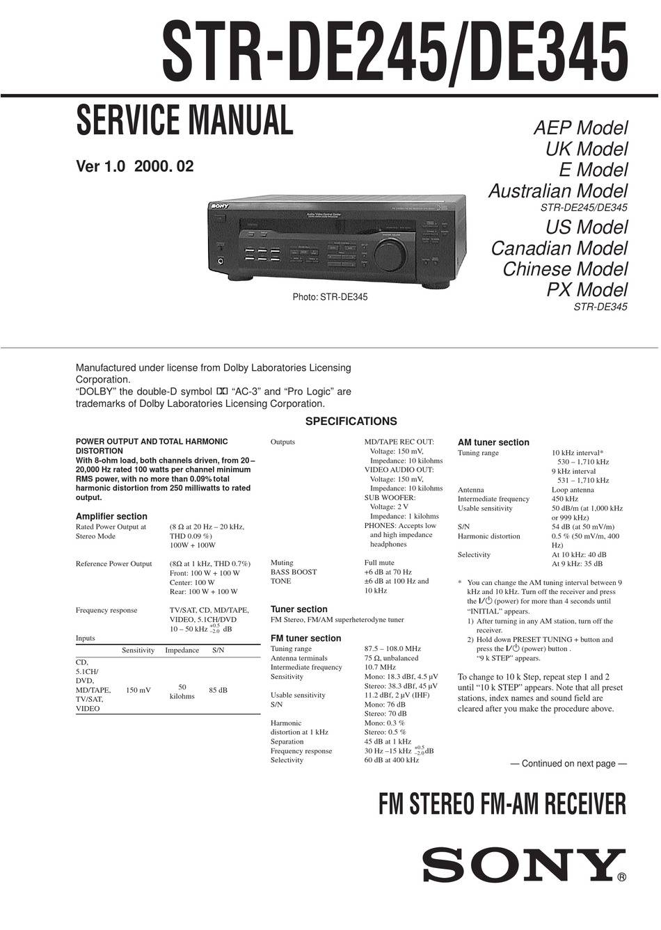 Sony STR-DE245