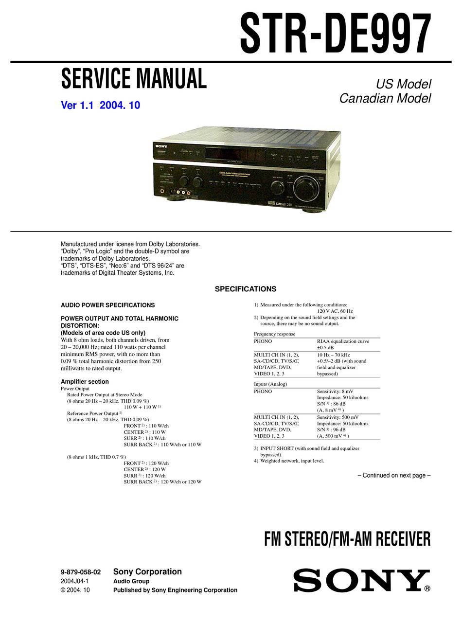 Sony STR-DE997