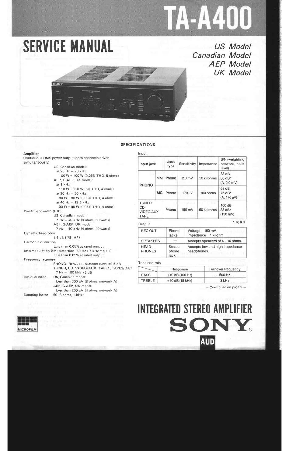 Sony TA-A400