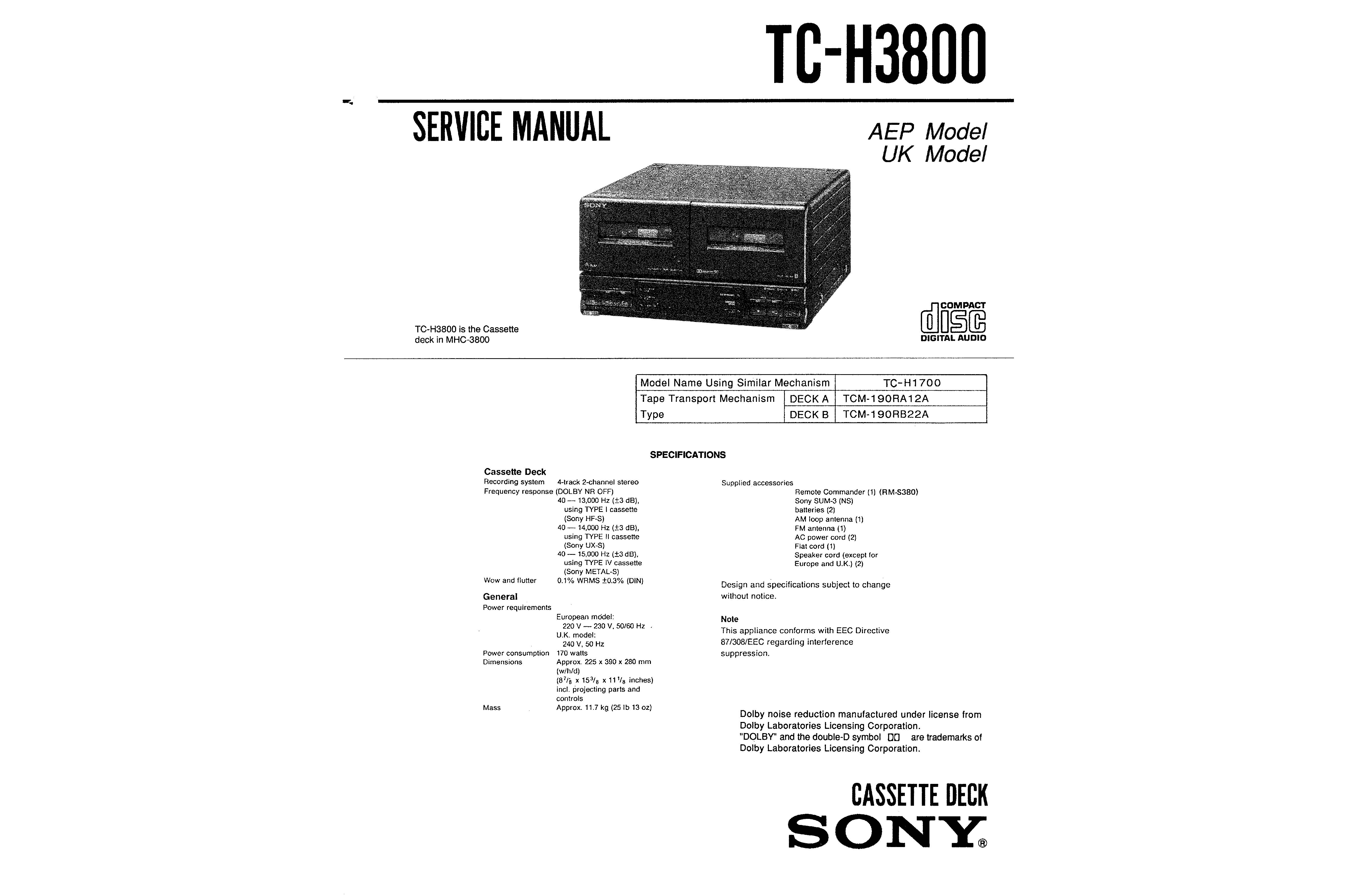 Sony TC-H3800