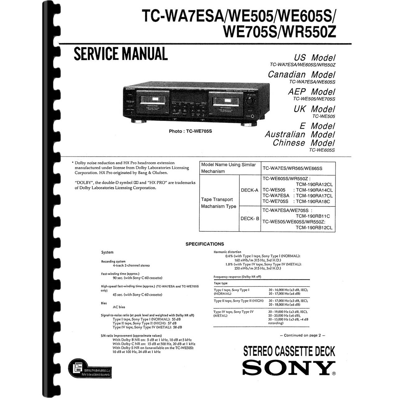 Sony TC-WE705S