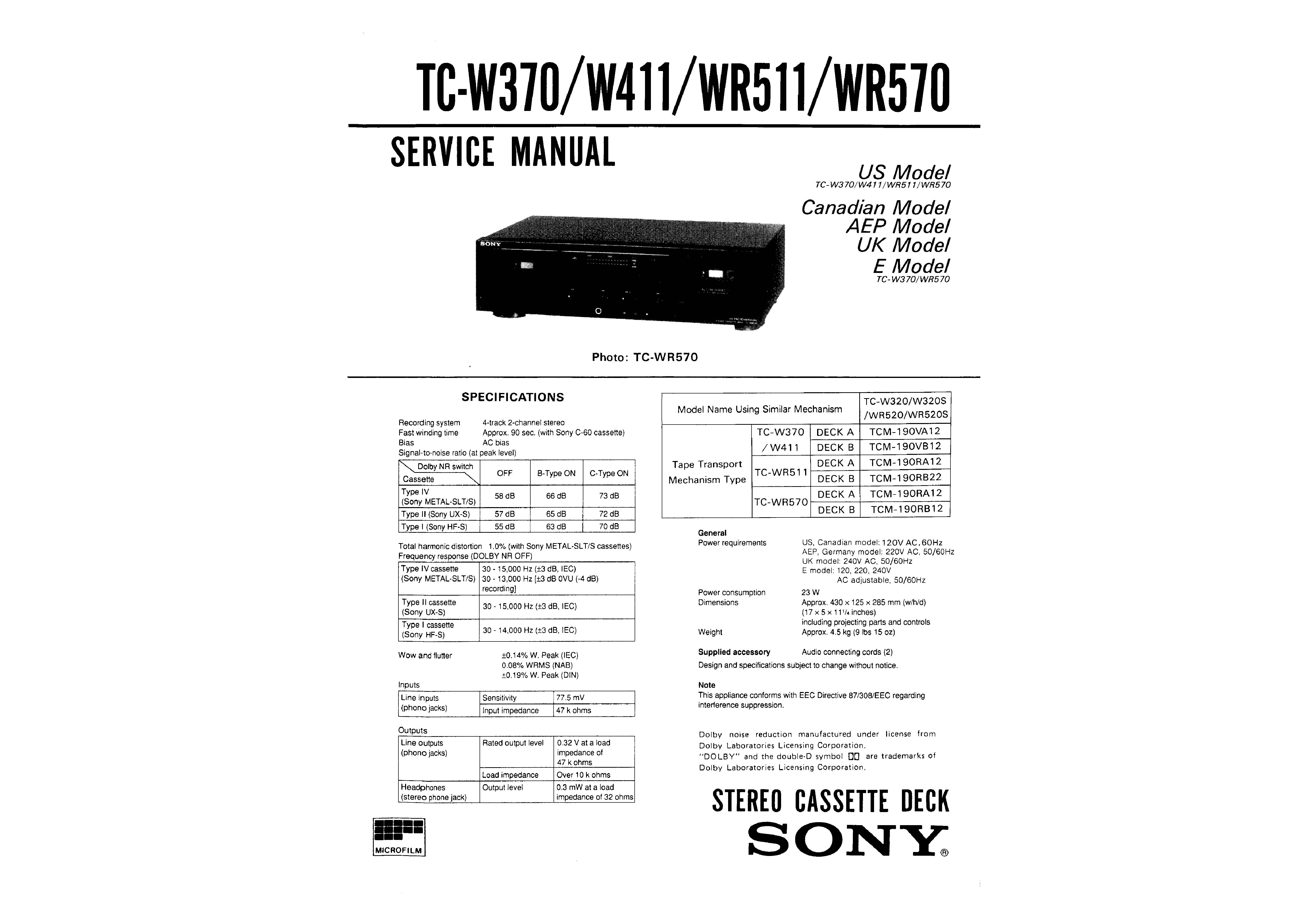 Sony TC-WR511