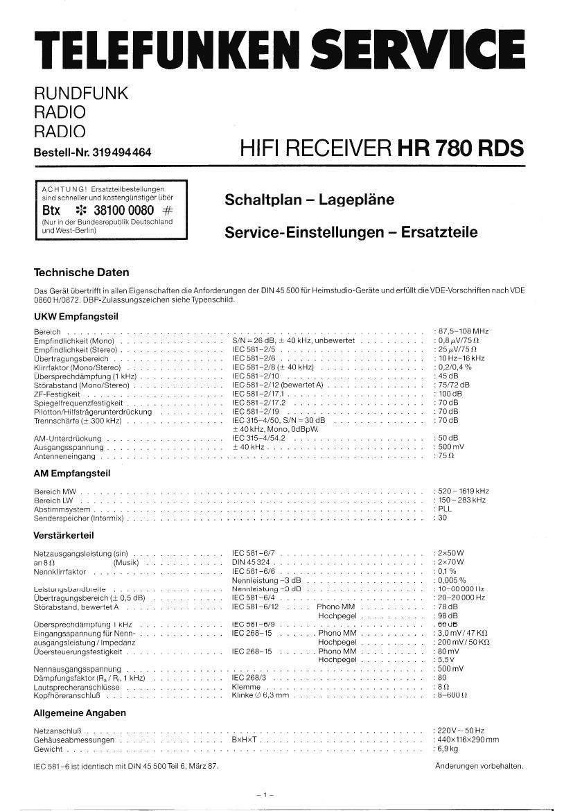 Telefunken HR 780