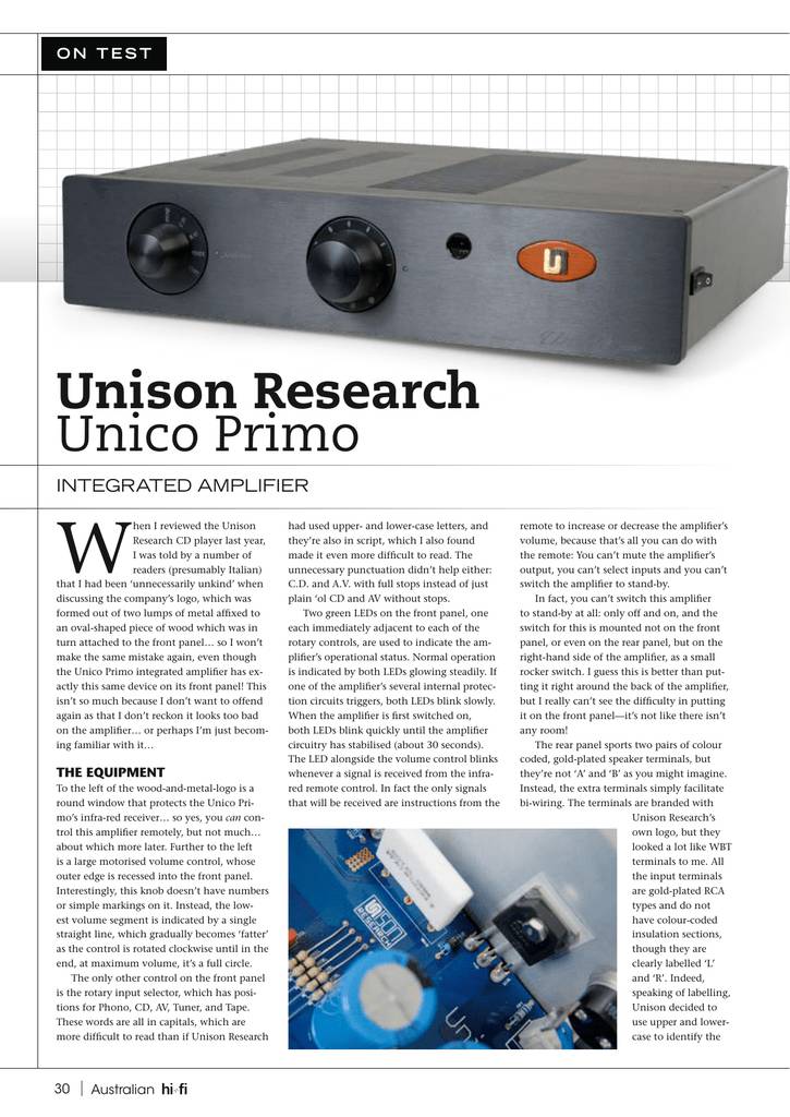 Unison Research Unico Primo
